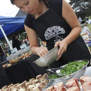 Serving roasted marrow bones &amp; 63 degree eggs at Park Lake Merced for a fundraiser for SF Food Bank.