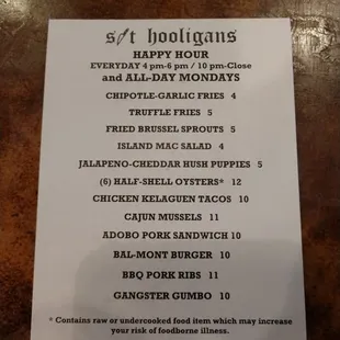 Our awesome Happy Hour menu is 80% of the main menu. More to be happy about!