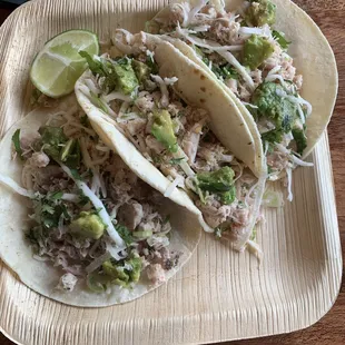 Coconut chicken salad tacos