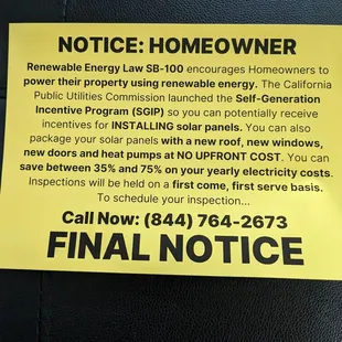 A flyer with revised wording.