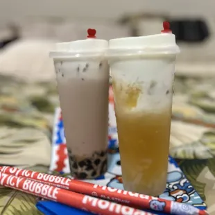 A Cai Milk Tea and Cloud Mango