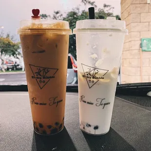 Thai tea (left) and Aloha Taro (right). They use REAL tarp inside their Aloha Taro drink! Fresh, real TARO! So delicious; no powder!
