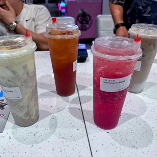 Classic Milk Tea Cream, Iced Black Tea, Watermelon Icy Bubble &amp; Iced Coffee Smoothie
