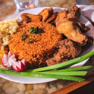 Fried Chicken, Macaroni and rice