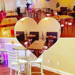 a heart - shaped table and chairs