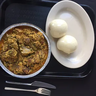 Egusi soup with pounded yam