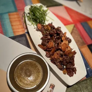 Chicken Gizzards with salt and pepper dipping sauce