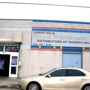 a car parked in front of a store