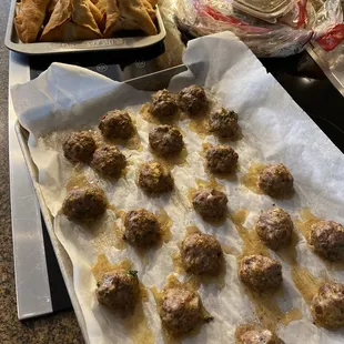 Left over meat mixture was made into meat balls