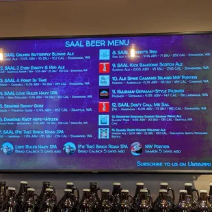 Beer menu board.