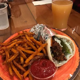 Falafel Gyro w/ sweet potato fries