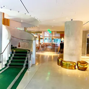 the lobby of a hotel