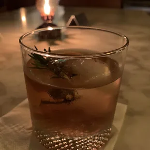 &quot;Herby Old Fashioned&quot; Tincup Colorado whiskey, rosemary, thyme, angostura and cbd