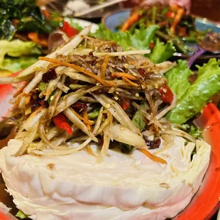 Papaya salad with crab... needs more garlic, chili, lemons and spices!
