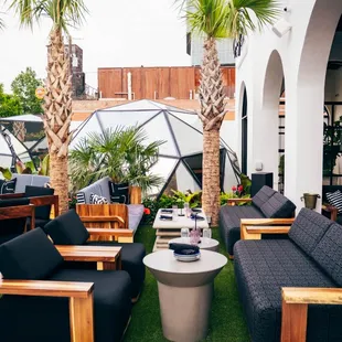 Exterior: Patio Seating &amp; Karaoke Pod