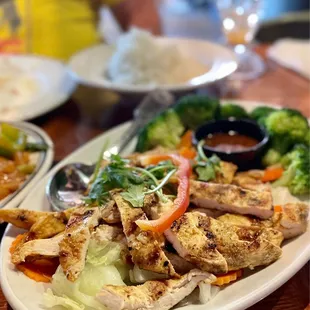 Thai BBQ Chicken. Moist and flavorful, the pickled cabbage reminded me of something you&apos;d get from a Chinese BBQ place. So good.