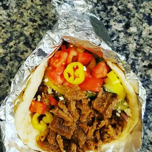 Gyro pita with fresh veggies