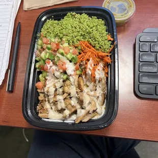 Chicken bowl with Hummus.