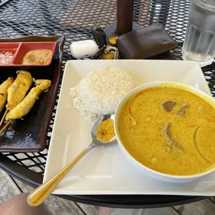 I had mossoman curry with chicken satay  I give it....................     4