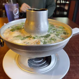 Tom Ka Soup that has a coconuts milk base.