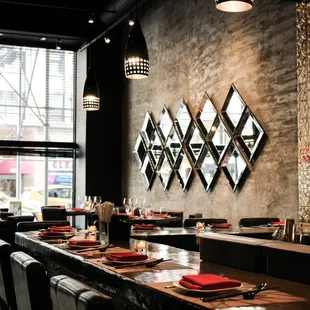 interior, sushi and sashimi