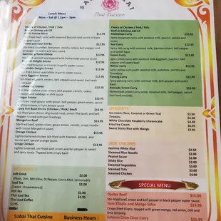 Menu in 2022
