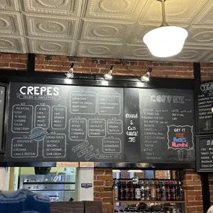 a menu on the wall