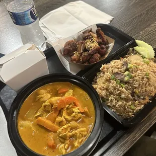 Yellow curry, Sabaidee Short Riblets, Lao Fried Rice