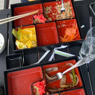 a tray of food