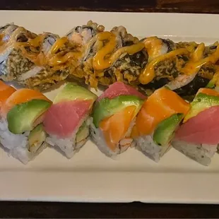 Salisbury roll and rainbow roll