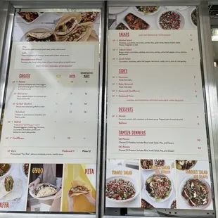 the menu of the restaurant