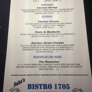 menu