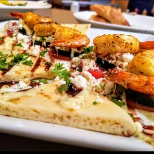 Georgia&apos;s caprese appetizer with grilled shrimp on top is mind-blowingly delicious!