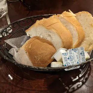 bread and butter in a basket