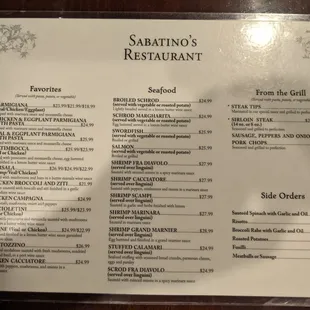 menu