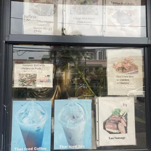 menus in a restaurant window