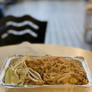Chicken pad Thai, cooked fresh to order!