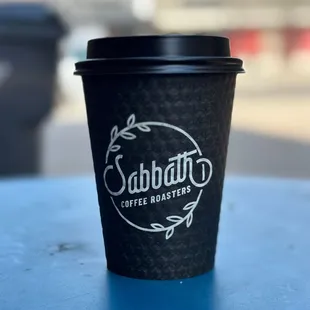 a coffee cup on a table