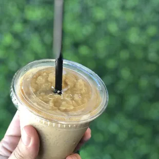 Frozen latte with caramel