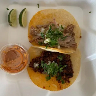 two tacos and a drink