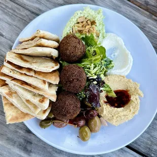 Mezze plate, add falafel!