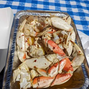 Dungeness crab in spicy garlic butter