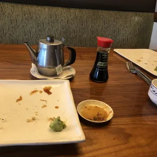 It took awhile for her to clear all the used plates.