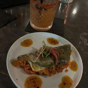 Spicy Chipotle (drink) &amp; Smoked Fish Quesadilla