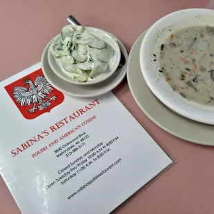 Mushroom Soup and Cucumber Salad our favorite