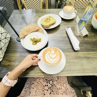 Cappuccino, latte, Labneh, Avocado toast! Happy Easter!