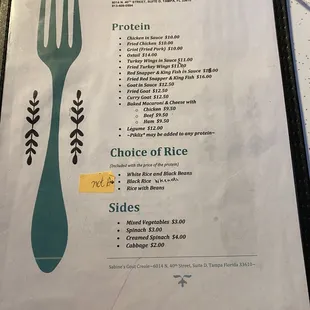 menu