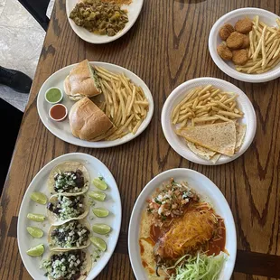 a variety of taco dishes