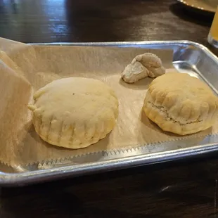 Biscuits with cinnamon butter.