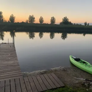 Dock and kayaking on a private lake